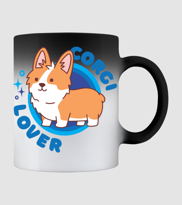 Corgi Lover model negru pe tricou