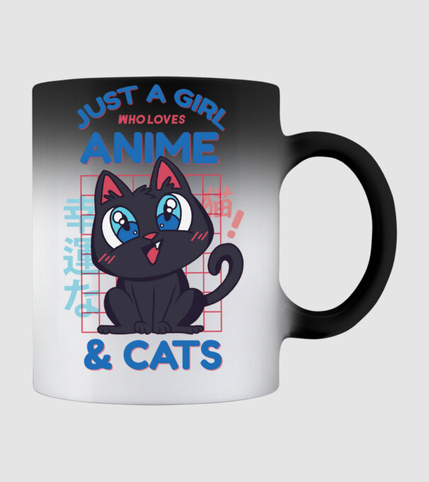 Doar o fată căreia îi place Anime și Pisicile model negru pe tricou