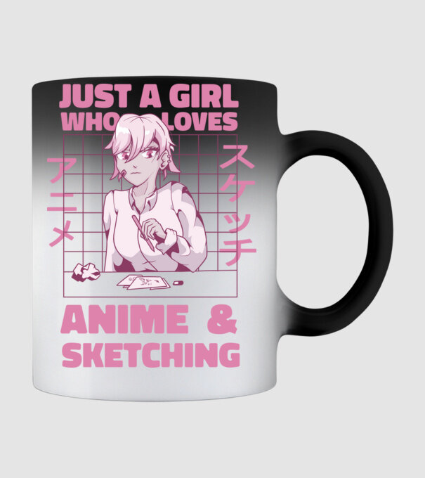 Doar o fată căreia îi place Anime și desenul model negru pe tricou