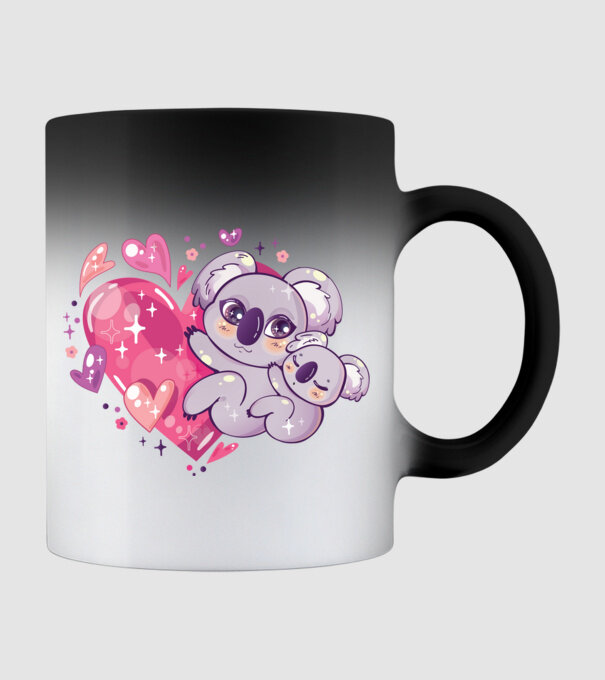 Koala drăguță Anime model negru pe tricou