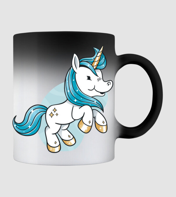 Unicorn drăguț model negru pe tricou