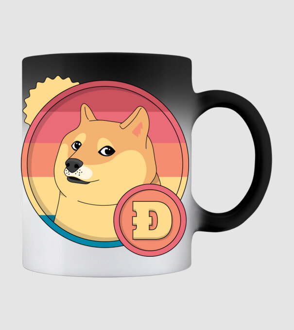 Doge Coin model negru pe tricou
