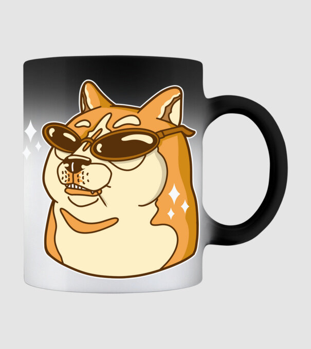 Doge Coin model negru pe tricou