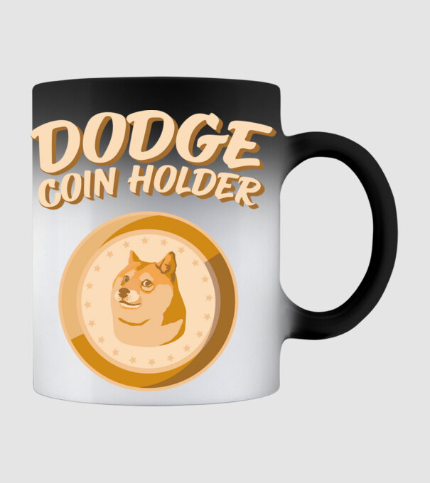 Doge Coin Holder model negru pe tricou