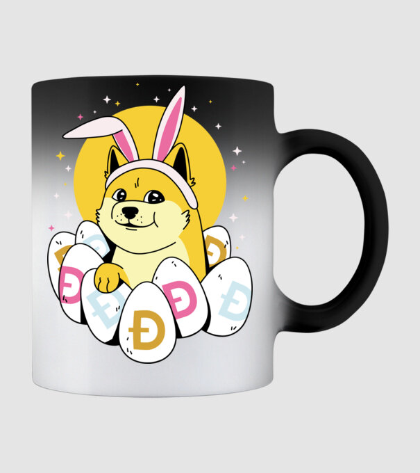 Dogecoin Paște model negru pe tricou