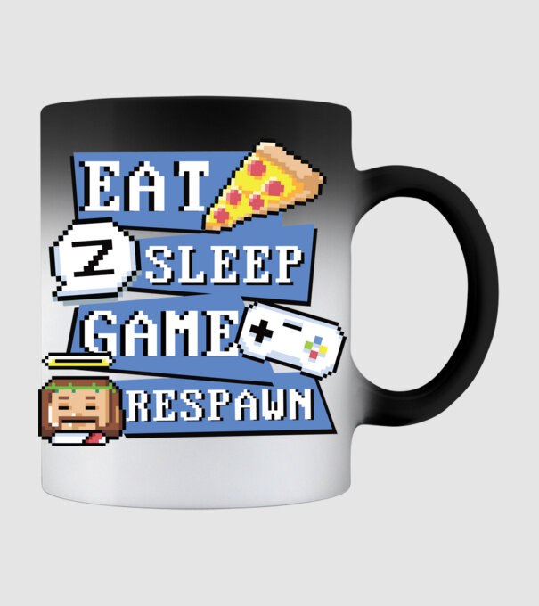 Eat, Sleep, Game respawn model negru pe tricou
