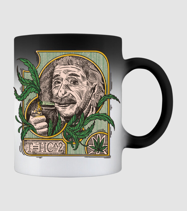 Einstein Marijuana THC model negru pe tricou