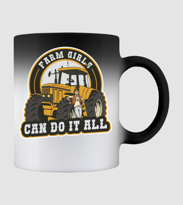 Farm Girls can do it all Tractor model negru pe tricou