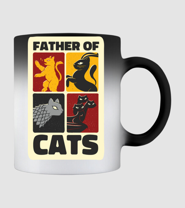Father of Cats Game of Thrones parodie model negru pe tricou