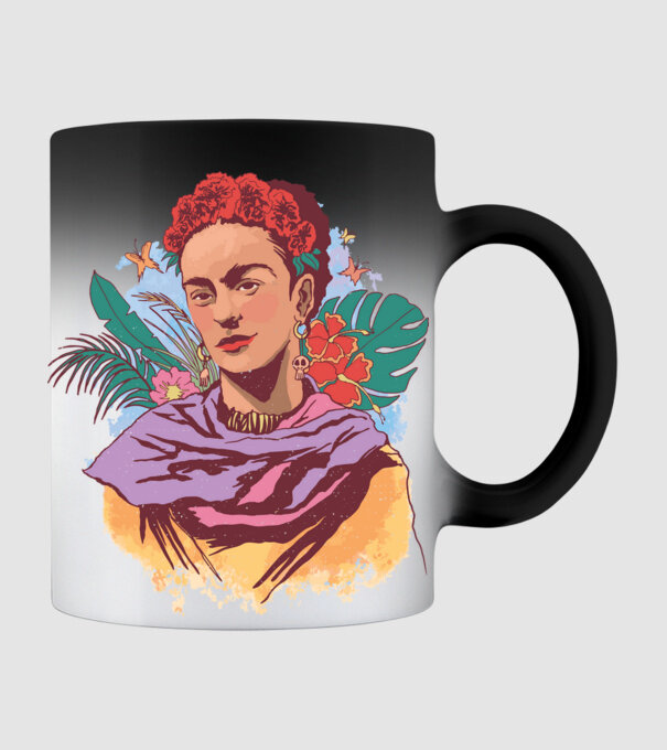 Portret Frida Kahlo model negru pe tricou