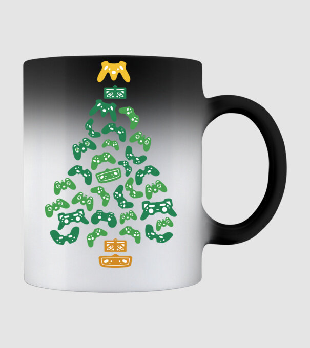 pom de Crăciun Gamer model negru pe tricou