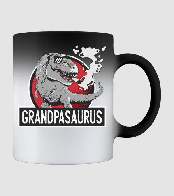 Grandpasaurus T-rex model negru pe tricou