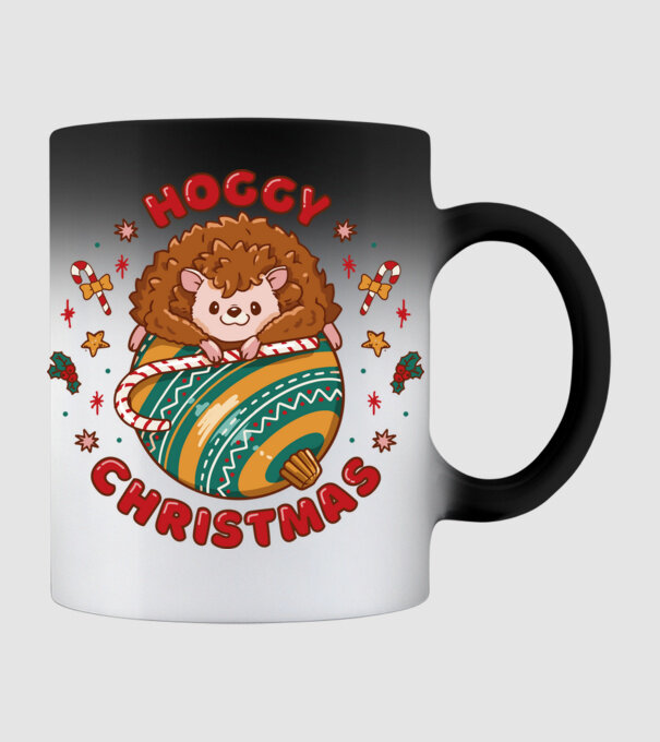 Hoggy Christmas Crăciun cu Arici model negru pe tricou