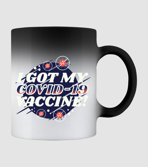 I got my Vaccine model negru pe tricou