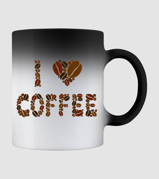 I Love Coffee model negru pe tricou