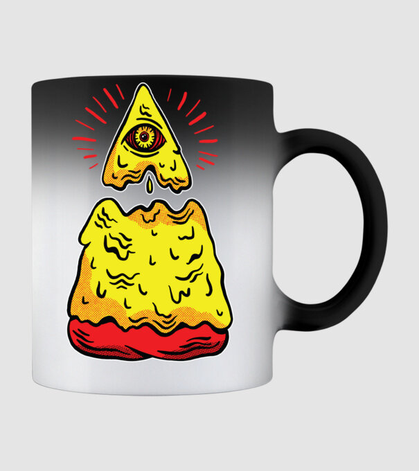 Illuminati Pizza model negru pe tricou