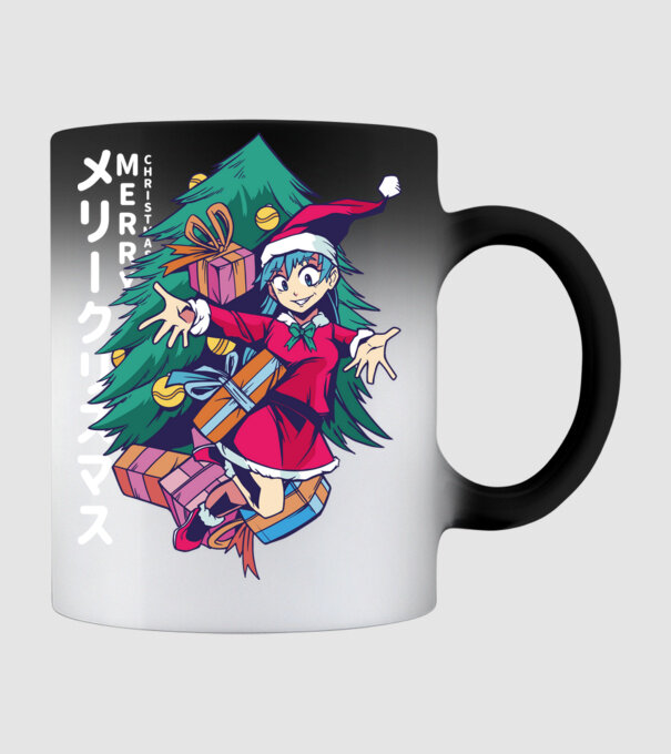 Anime Crăciun model negru pe tricou