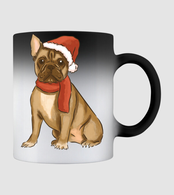 Bulldog francez de Crăciun model negru pe tricou