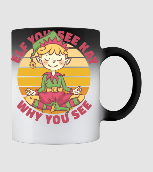 Yoga Elf Crăciun model negru pe tricou