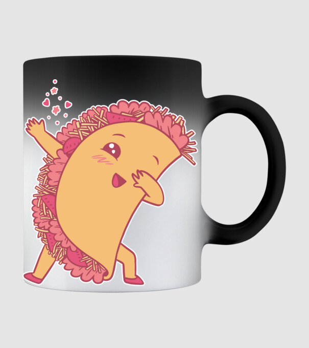 Kawaii Taco DAB model negru pe tricou