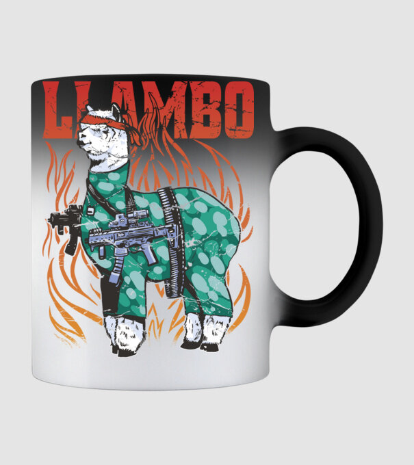 Llambo Lama model negru pe tricou