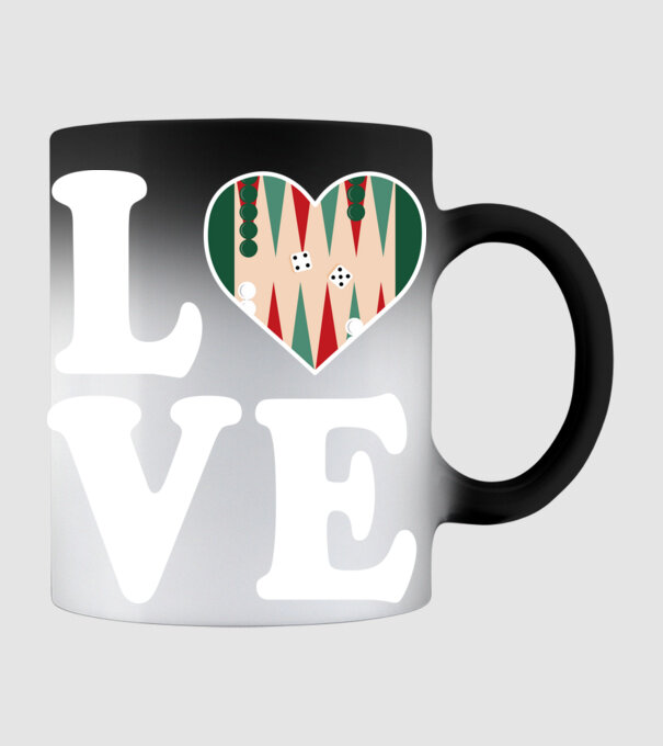 Love Backgammon model negru pe tricou