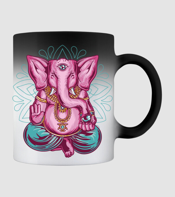 Elefant făcând meditație Dharma model negru pe tricou