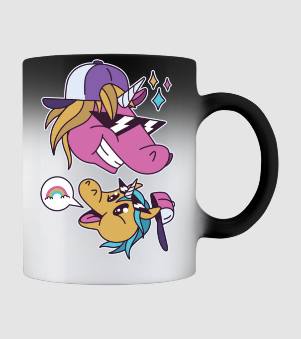 Unicorni cool model negru pe tricou