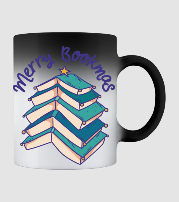Merry Bookmas Crăciun cu cărți model negru pe tricou