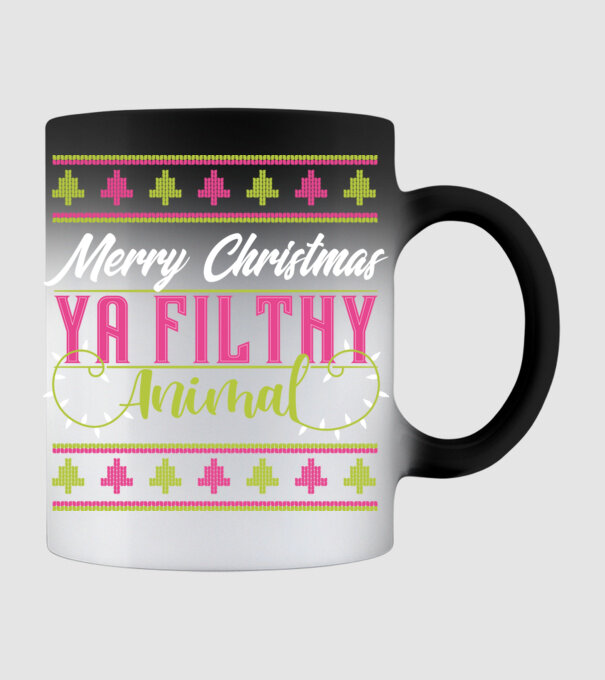 Merry Christmas Ya Filthy Animal model negru pe tricou
