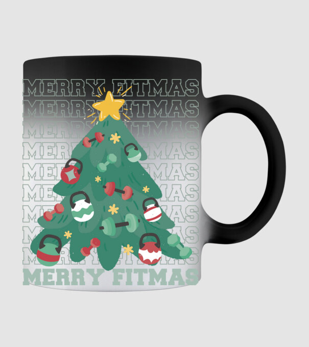 Merry Fitmas Fitmas Pom de Crăciun Fitness model negru pe tricou