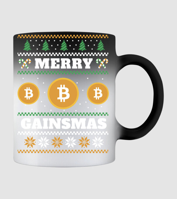 Merry Gainmas Bitcoin tricou cu pulovăr urât model negru pe tricou