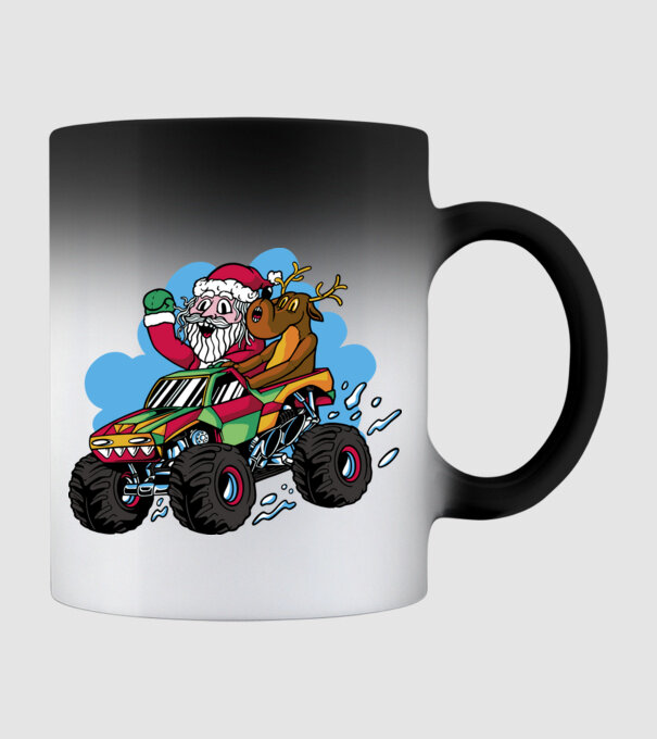 Monster Truck Moș Crăciun model negru pe tricou
