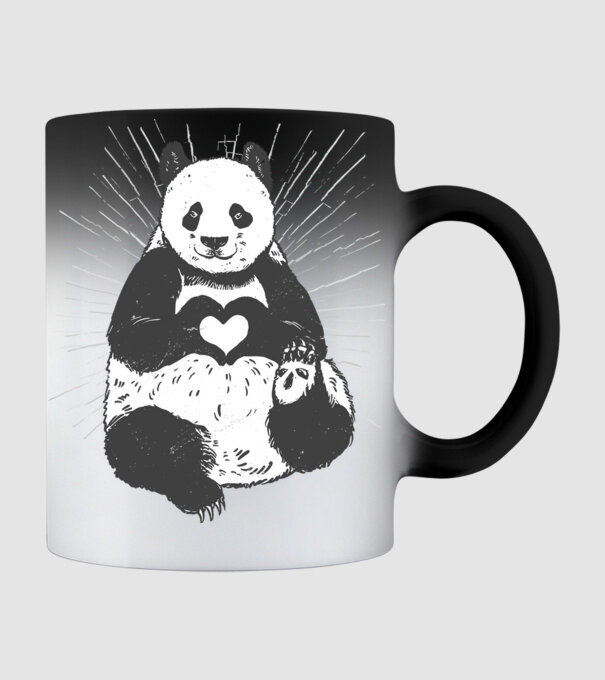 Inimă panda model negru pe tricou