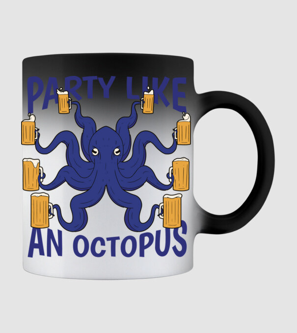 Party Like An Octopus model negru pe tricou