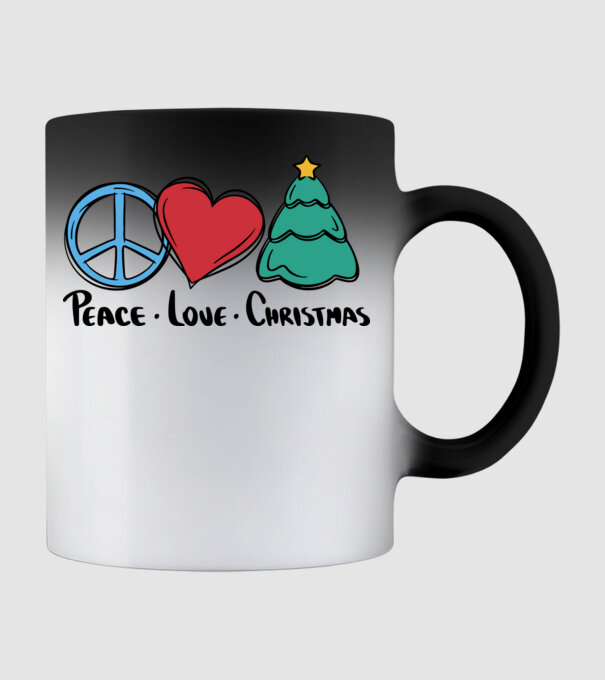 Peace Love Crăciun model negru pe tricou