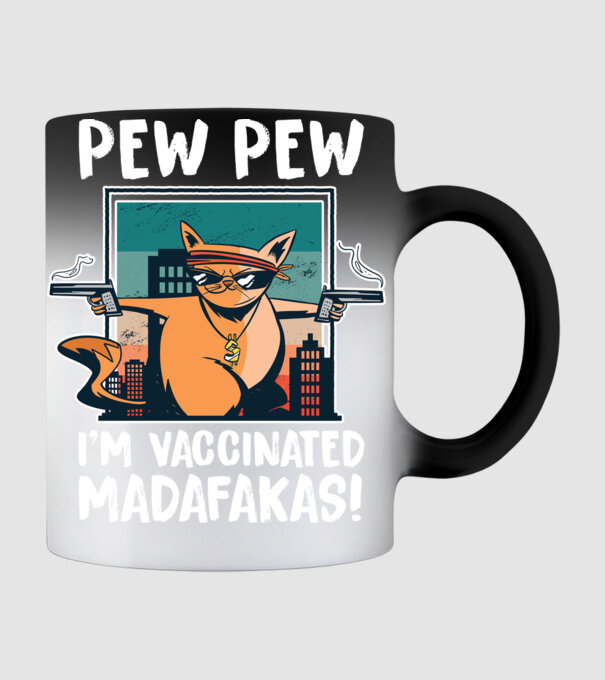 Pew Pew Pew Sunt vaccinat Madafakas model negru pe tricou