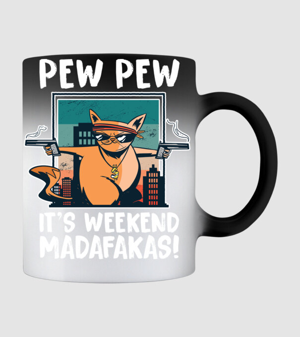 Pew Pew Pew e weekend Madafakas model negru pe tricou