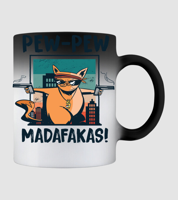 Pew Pew Pew Madafakas Pisică dark model negru pe tricou