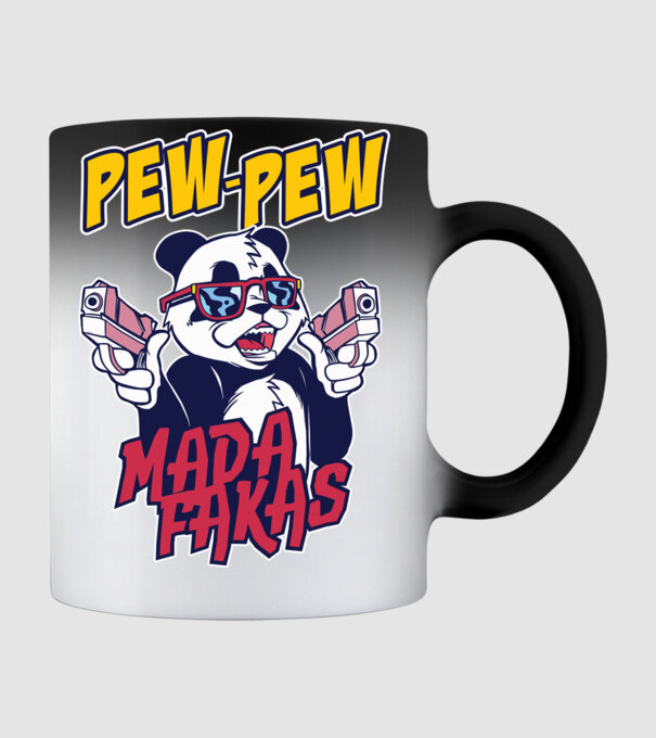 Pew Pew Pew Madafakas Panda model negru pe tricou