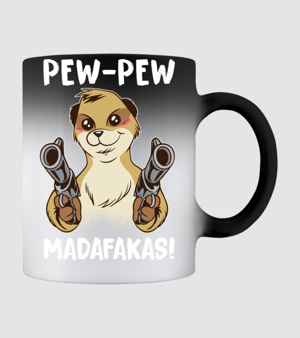 Pew Pew Pew Madafakas Suricată model negru pe tricou