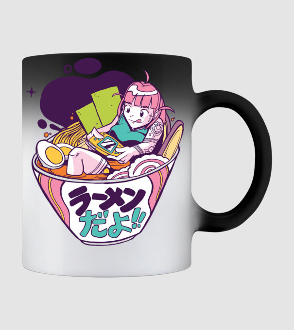 Ramen Anime Gamer fată model negru pe tricou