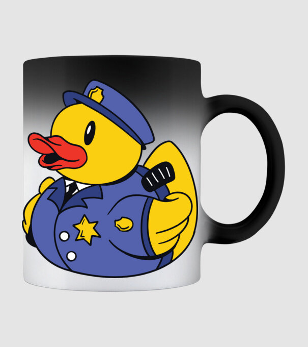 Rățușcă de cauciuc Polițist model negru pe tricou