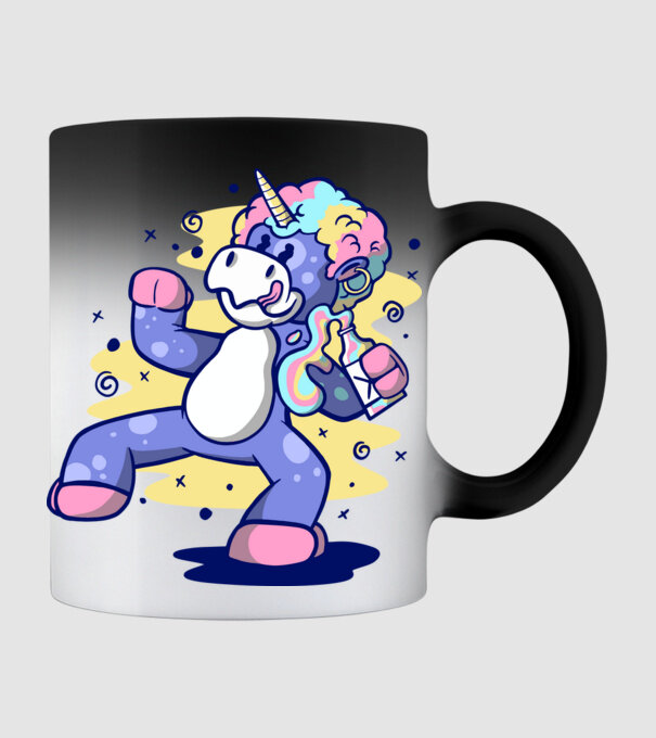 Unicorn beat model negru pe tricou