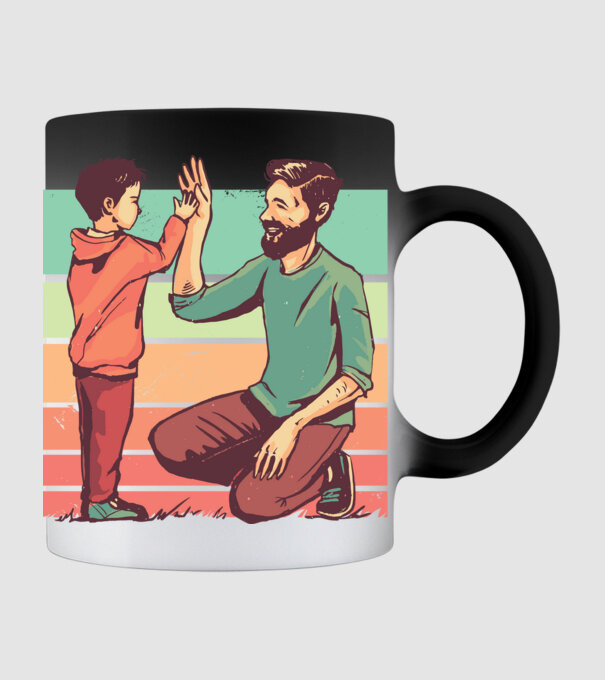 Tată și fiu retro model negru pe tricou