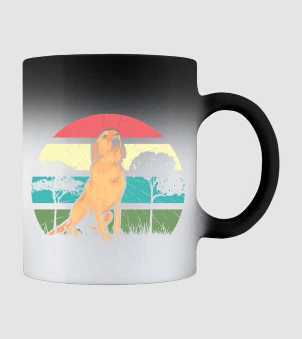 Golden Retriever retro model negru pe tricou
