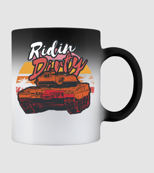 Ridin Dirty tricou cu tanc model negru pe tricou