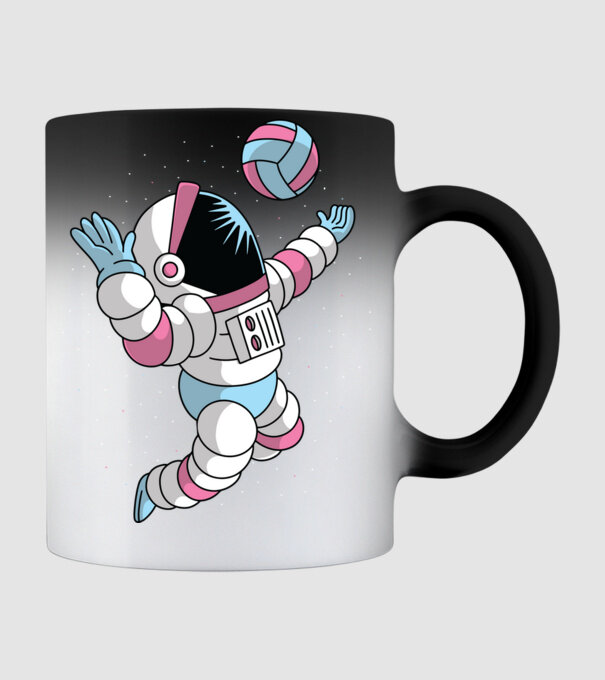 Astronaut voleibalist model negru pe tricou
