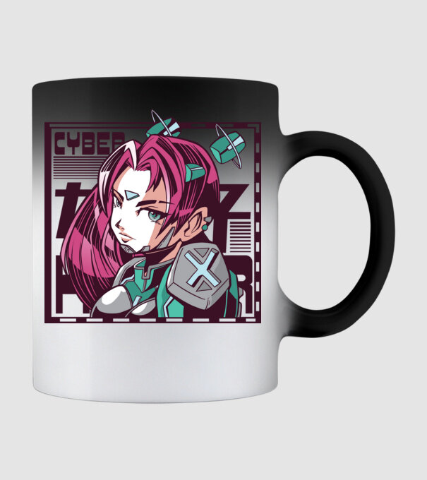 Anime fată Sci-fi model negru pe tricou