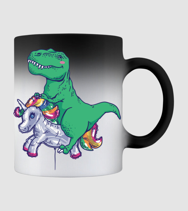 T-rex pe Unicorn balon model negru pe tricou